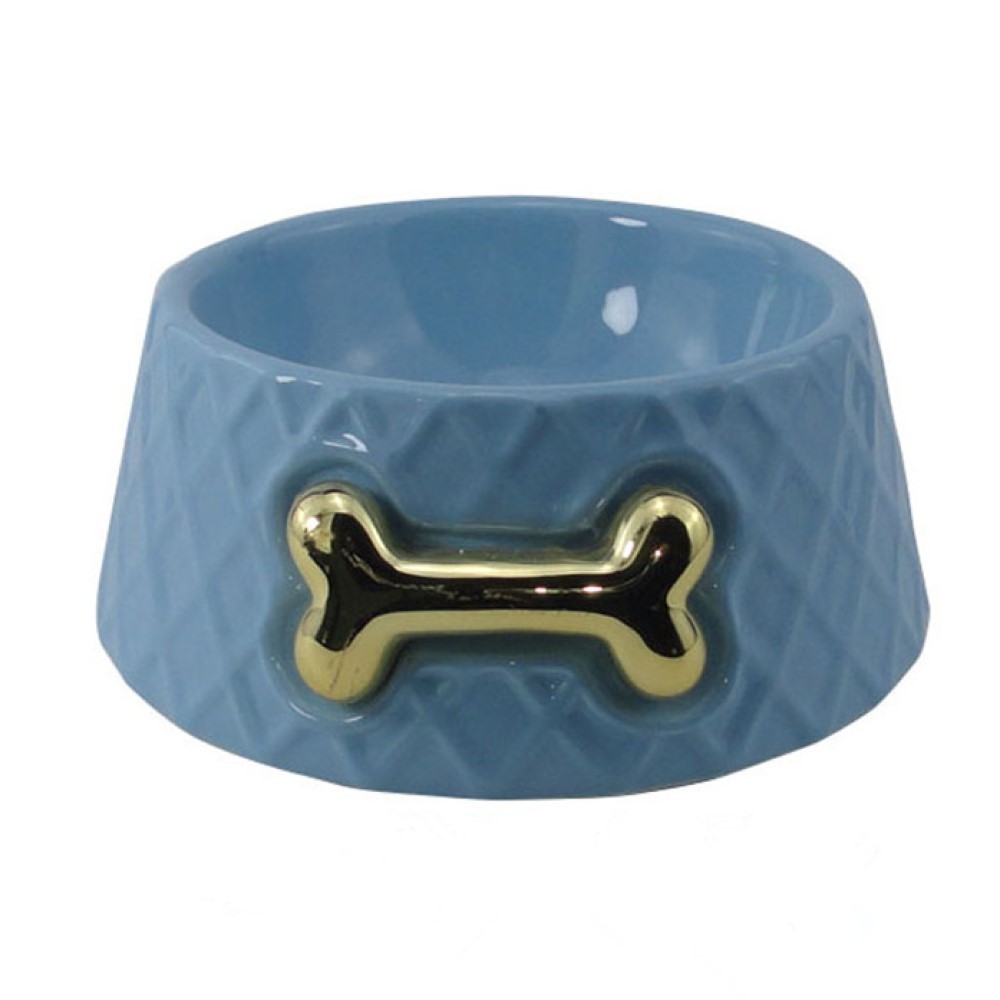 цена Миска для животных Foxie Golden bone синяя керамическая 17х17x7см 400мл
