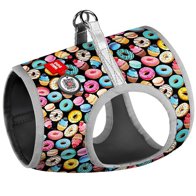 Шлейка для собак COLLAR Waudog с рисунком Пончики (S2, обхват груди 46-50см, обхват шеи 43-45см)