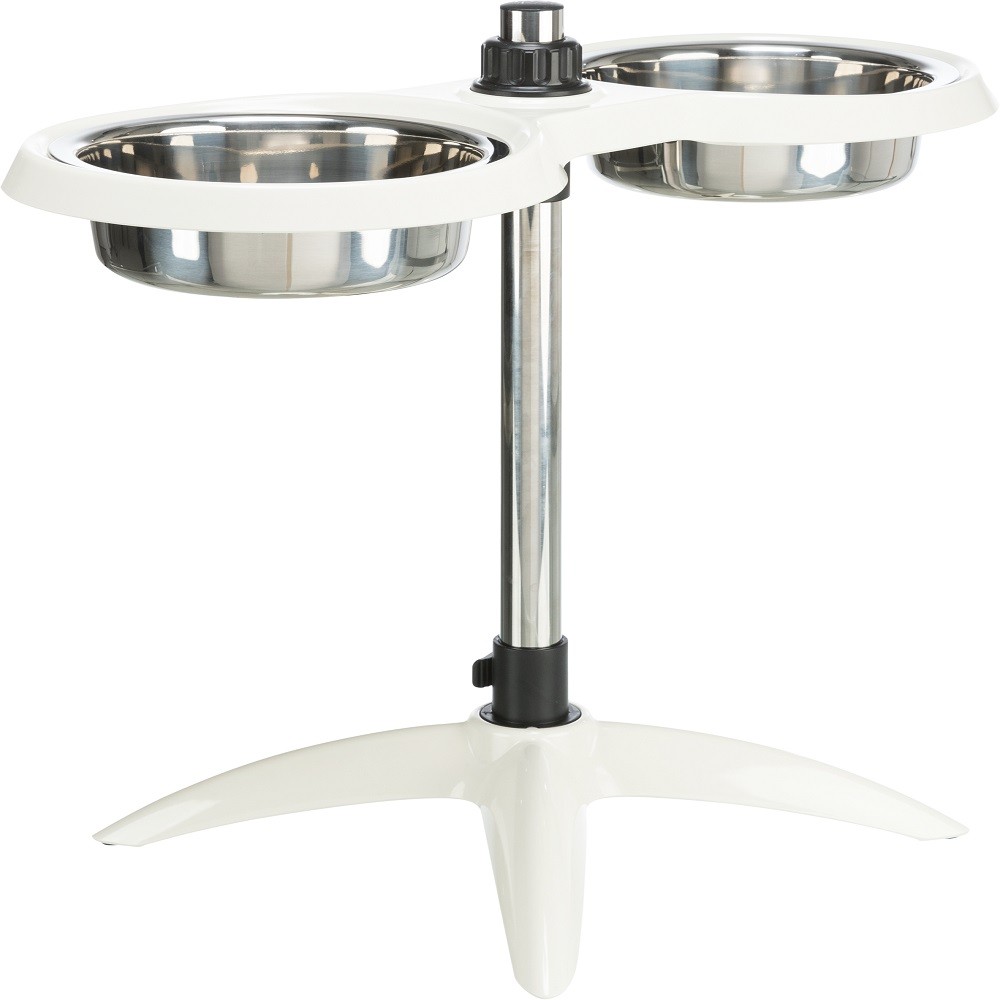 Стойка с мисками для собак TRIXIE меламин/нерж сталь, белая ф21см 2х1,6л