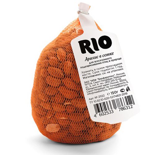 Лакомство для птиц RIO Арахис в сетке (для подкармливания и привлечения птиц) 150г смесь для птиц минеральная rio 520 г