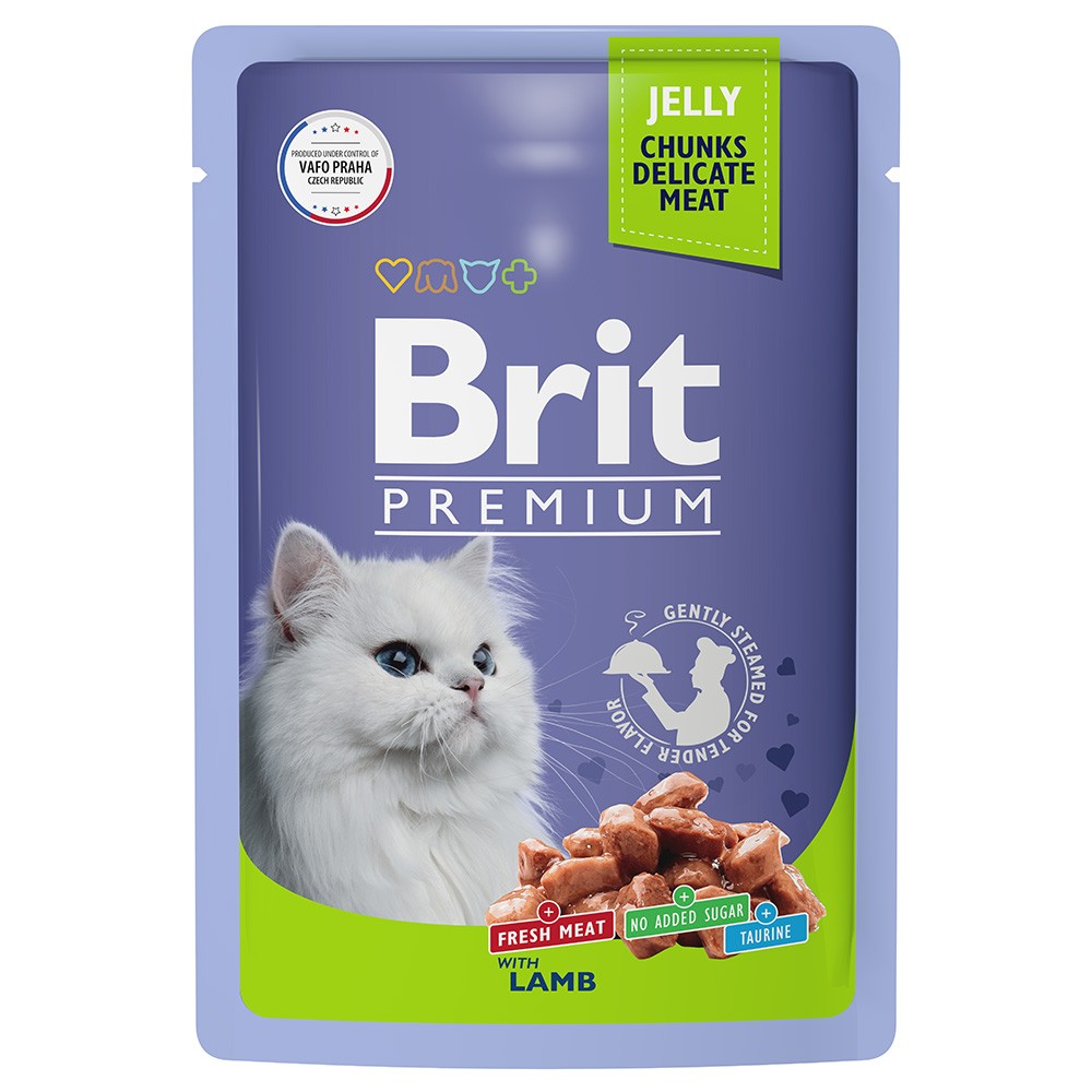 Корм для кошек Brit ягненок в желе пауч 85г корм для кошек kitekat ягненок в соусе пауч 85г