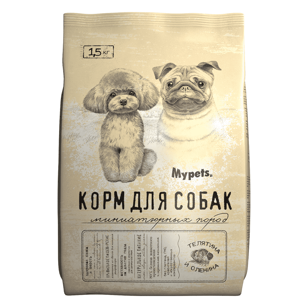 Корм для собак MYPETS для миниатюрных пород с телятиной и олениной сух. 1,5кг