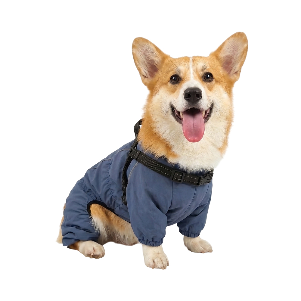 Дождевик-комбинезон для собак Barking Blue Foxie XL со шлейкой (длина спины 45см) синий