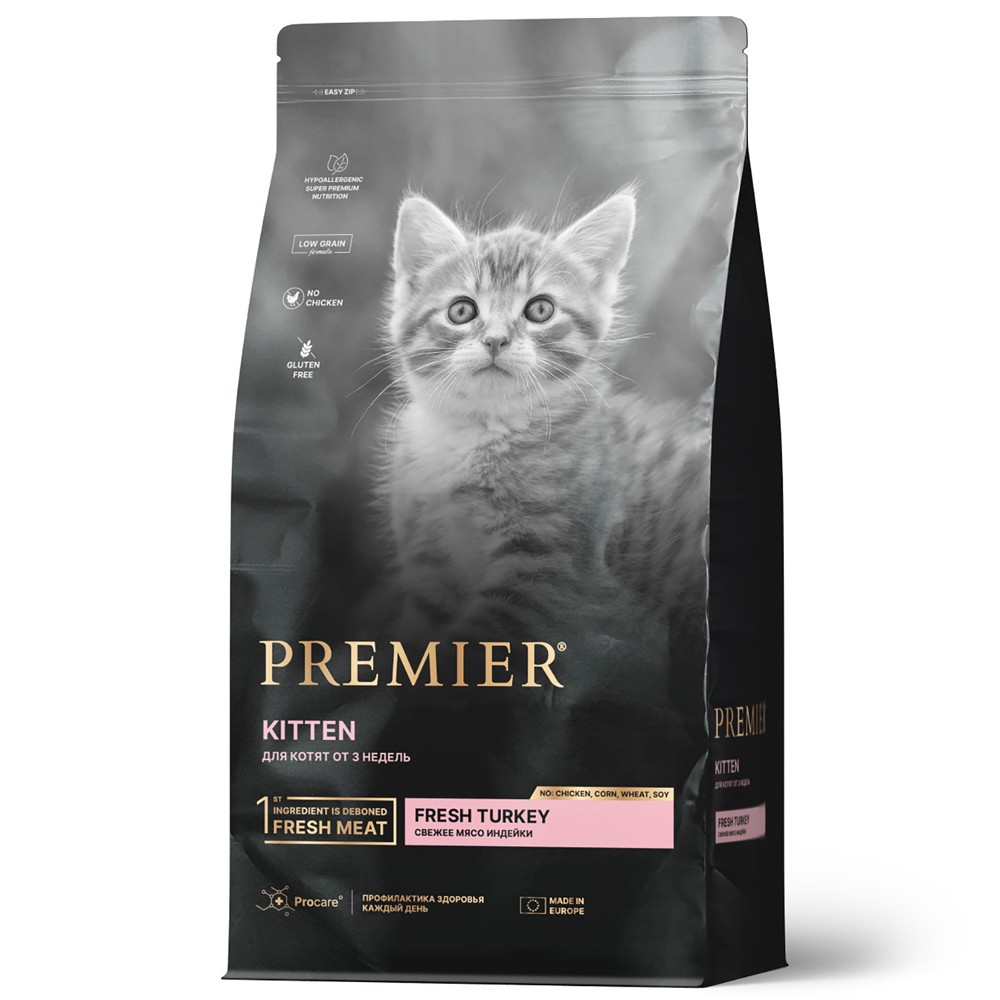 Корм для котят PREMIER Cat Свежая индейка сух.400г premier cat lamb