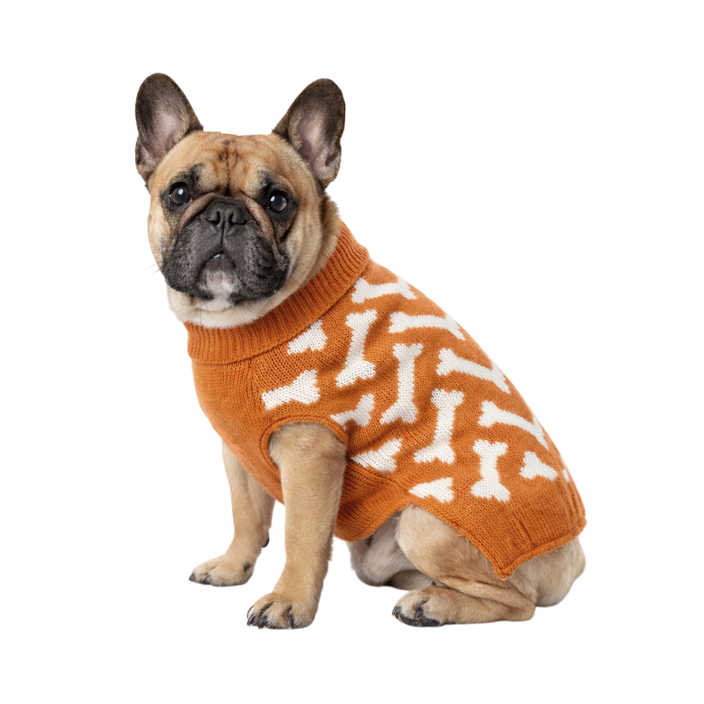 Свитер для собак Foxie Bones оранжевый р. M (длина спины 35см)