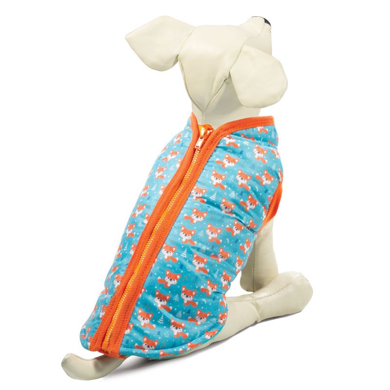 Попона для собак TRIOL утепленная с молнией на спине Лисята XS, размер 20см попона для собак triol костюм деда мороза xs красный размер 20см серия new year