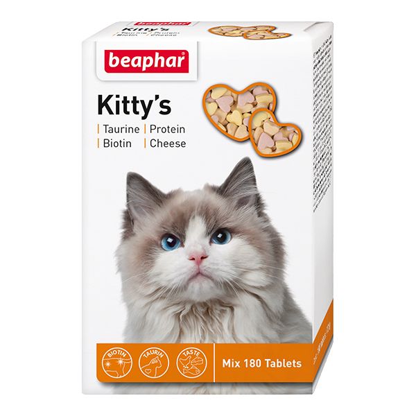 Фото - Витамины для кошек Beaphar Kitty's MIX смесь 180шт beaphar витамины для котят kittys junior 150шт 12508