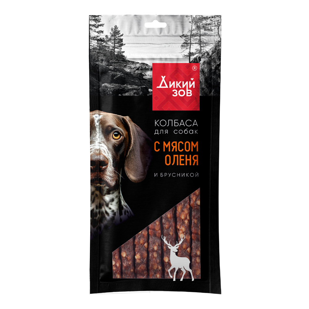 Лакомство для собак TITBIT Дикий Зов Колбаса с мясом оленя и брусникой 85г