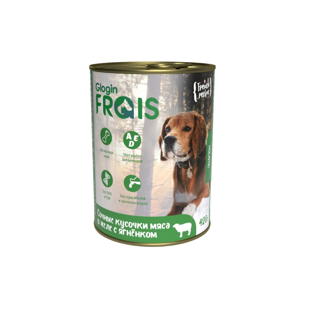 Корм для собак Frais Holistic dog мясные кусочки с ягненком в желе, банка 420г фотографии