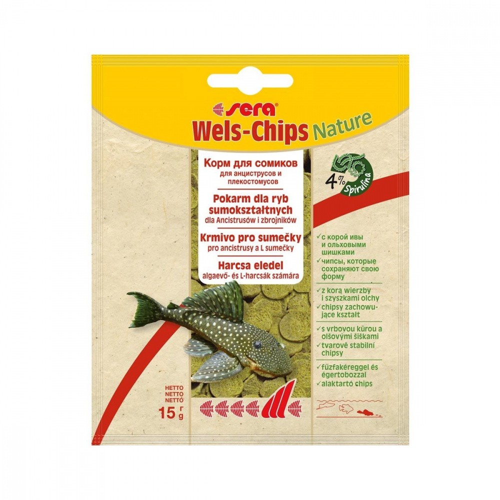 Корм для рыб SERA Wels-Chips Nature чипсы для сомиков 15г sera wels tabs xxl корм для сомов прилипал