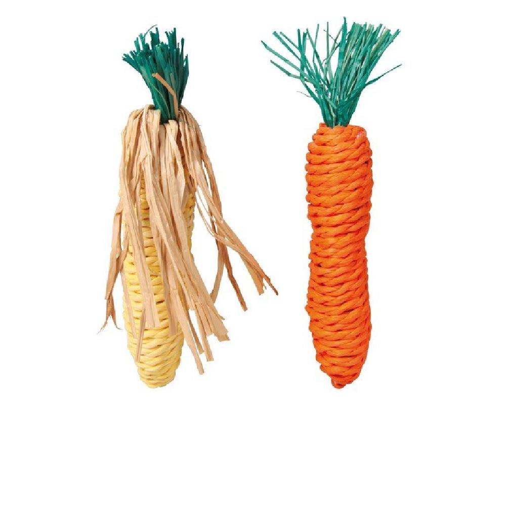 Игрушка для грызунов TRIXIE Морковь и кукуруза из сизаля 15см игрушка для грызунов trixie барабан с бубенчиком 7см