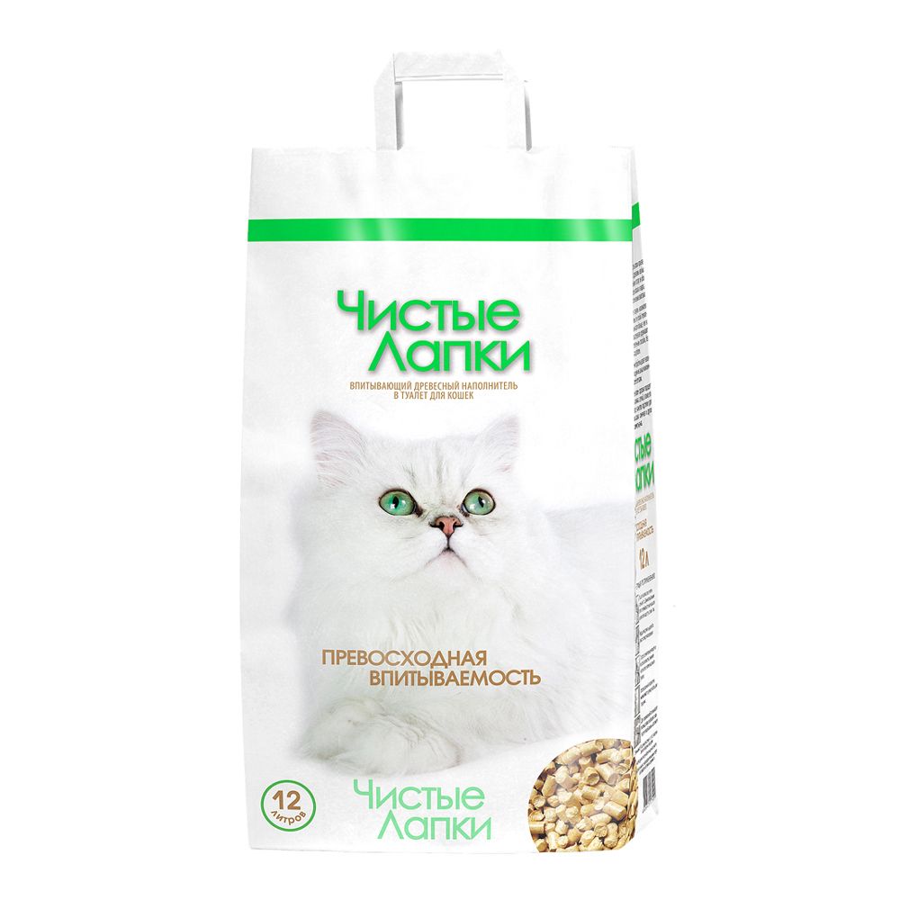 Наполнитель для кошачьего туалета Чистые лапки древесный 12л