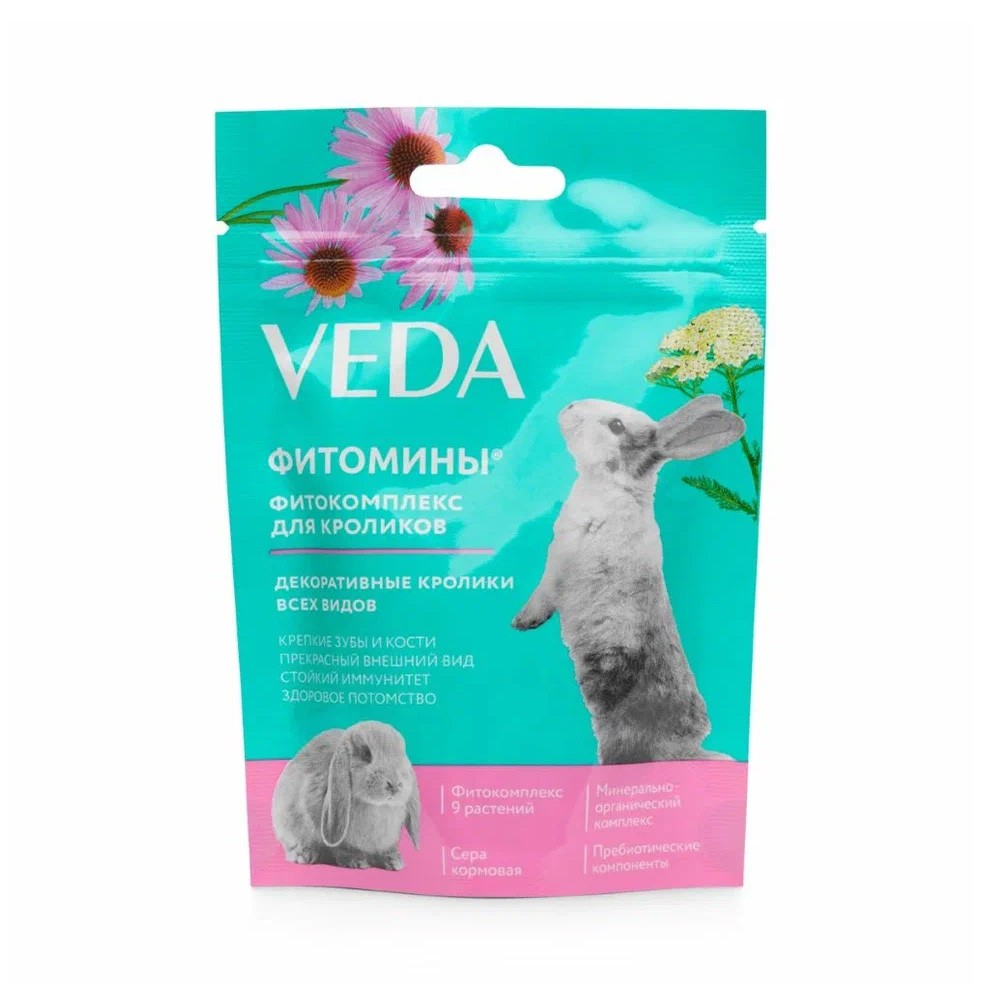 Подкормка для кроликов VEDA Фитомины 50г пищевая добавка veda фитомины для кроликов 100 таб