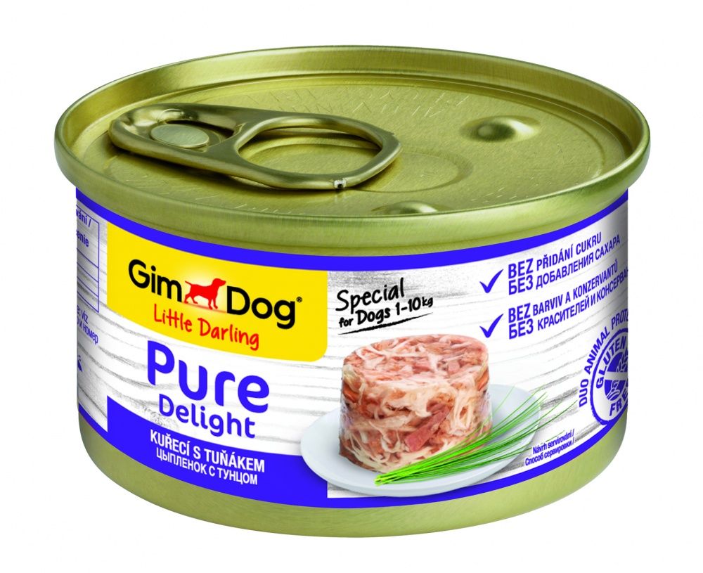 Корм для собак GIMDOG Pure Delight цыпленок с тунцом банка 85г