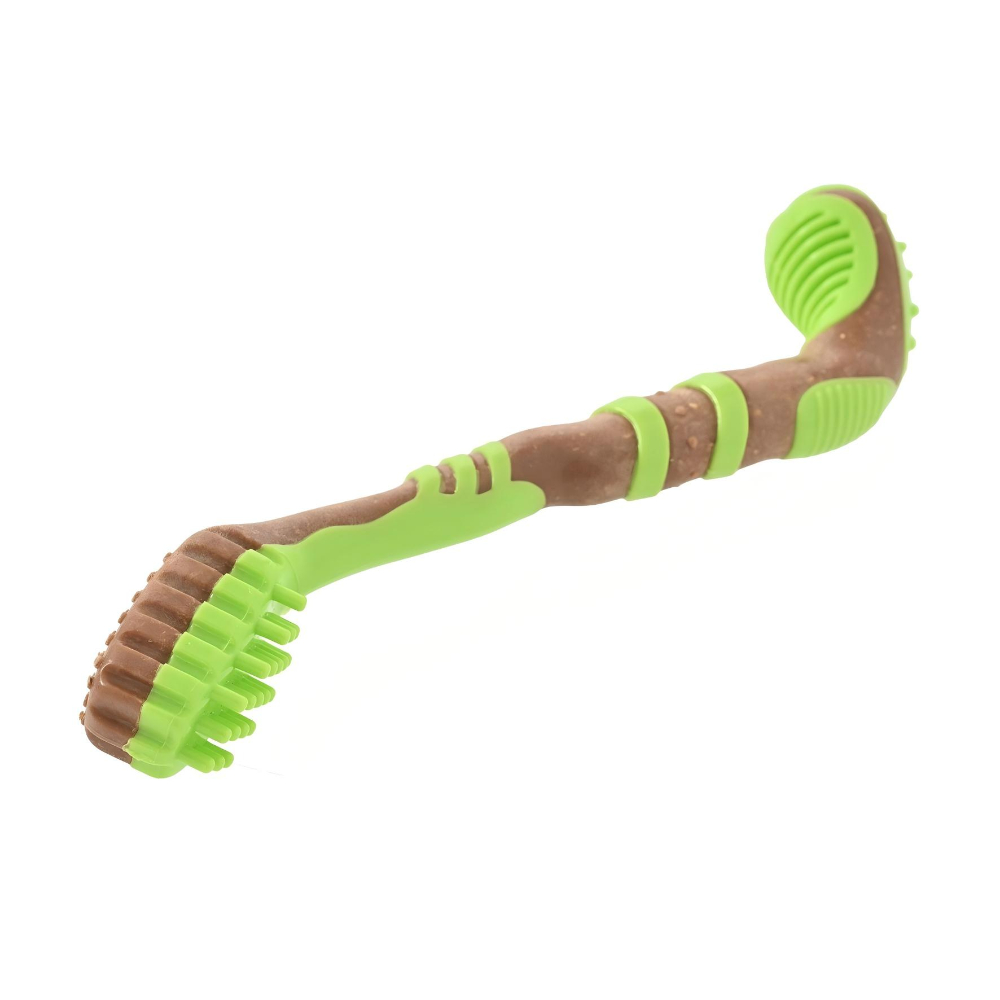 Игрушка для собак Foxie Косточка массажная с с добавл.дерева c запахом курицы 11x4,5x27,5см зеленая