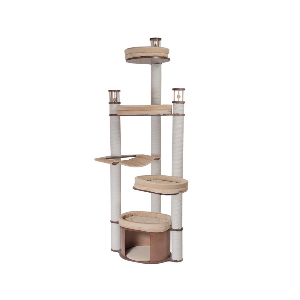 Игровой комплекс для кошек MYSNOOPY Beauty-3, 216см, цвет орех подушки бежевые
