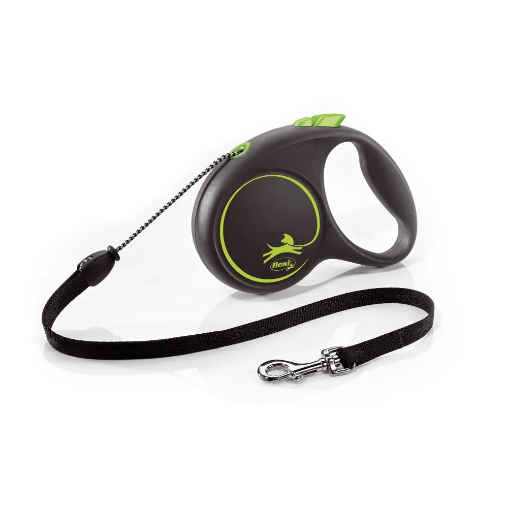 Рулетка для собак Flexi Black Design M тросовая 5м зеленая цена и фото