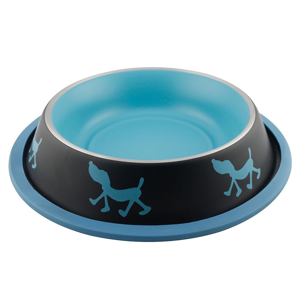 Миска для животных Foxie Uni-Tinge Non Skid Bowl металлическая 400мл голубая цена и фото