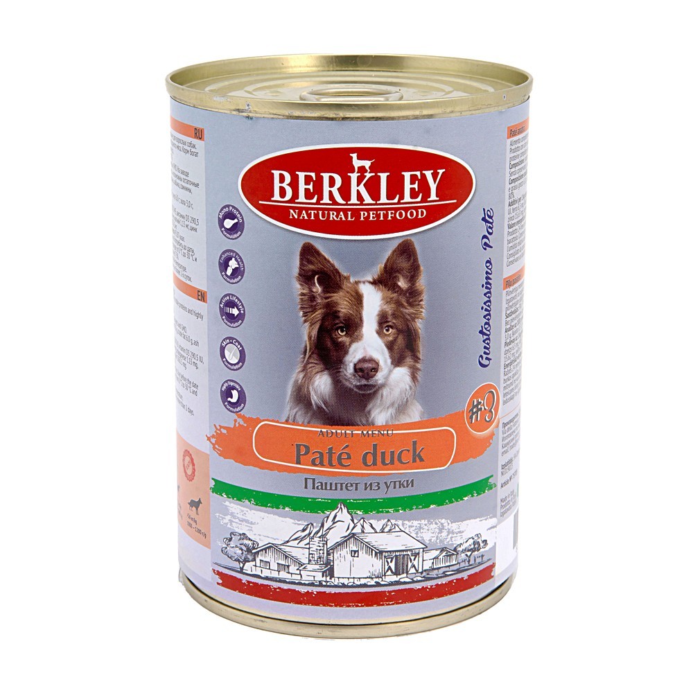 Корм для собак BERKLEY №3 паштет из утки банка 400г [28026] консервы для собак беркли 400г 2 паштет из телятины италия