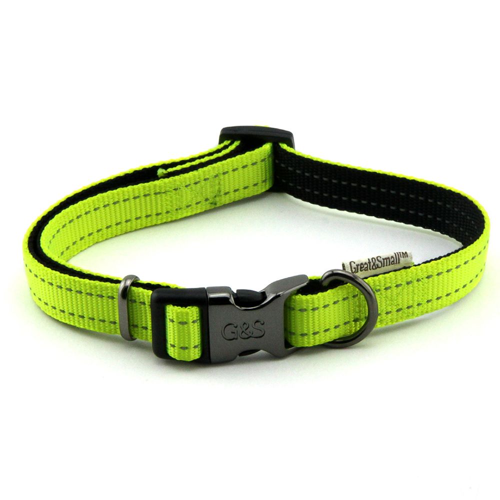 Ошейник для собак Great&Small со светоотражающей отстрочкой 25х450-650мм сигнальный