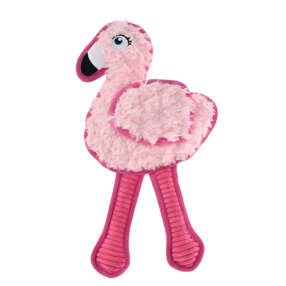 Игрушка для собак Foxie Фламинго с пищалкой и шуршалкой прочная 17х32см плюш