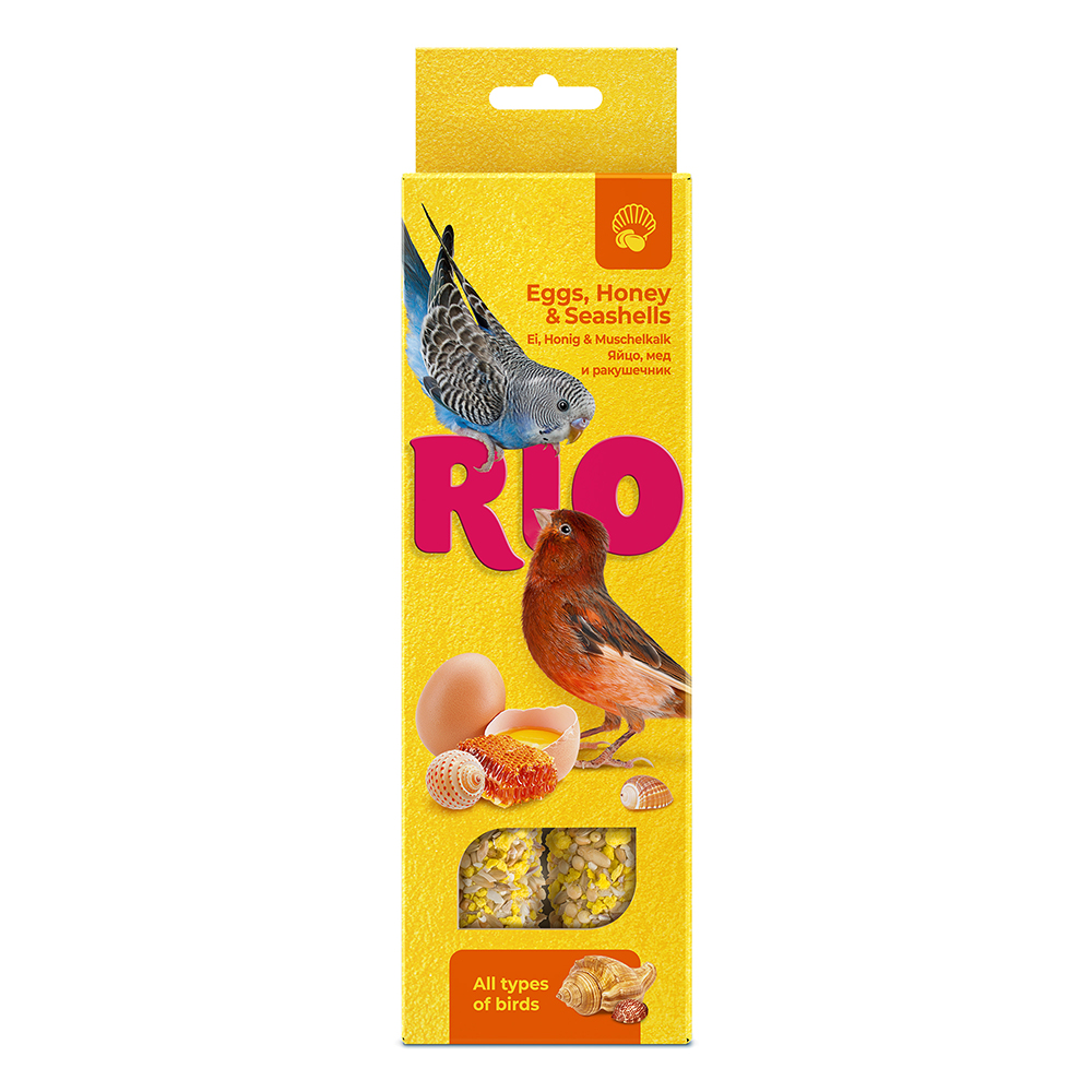 Лакомство для птиц RIO Палочки для всех видов птиц с яйцом и ракушечником 2х40г Лакомство для птиц RIO Палочки для всех видов птиц с яйцом и ракушечником 2х40г