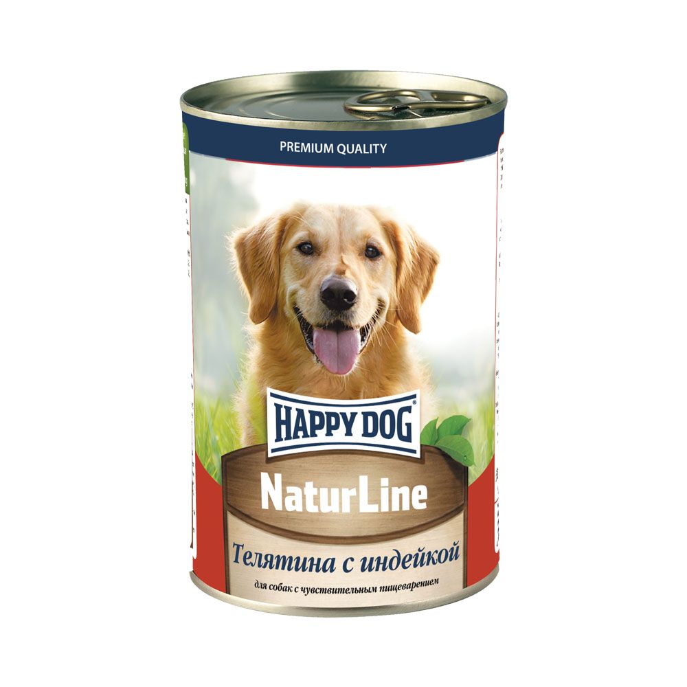 цена Корм для собак HAPPY DOG Телятина с индейкой нежный паштет банка 410г