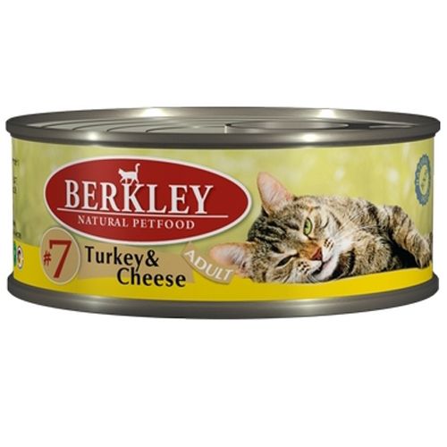 Корм для кошек BERKLEY №7 индейка, сыр конс. 100г