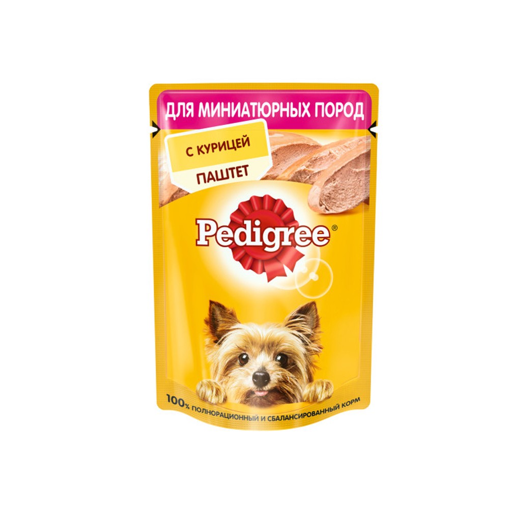 Корм для собак Pedigree для миниатюрных пород, паштет курица пауч 80г
