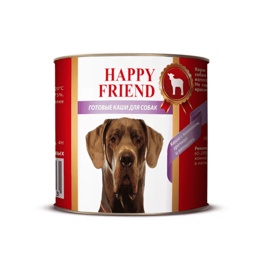 Корм для собак HAPPY FRIEND Каша с ягненком, гречкой и овощами 525г корм для собак happy friend каша с индейкой бурым рисом и овощами 340г