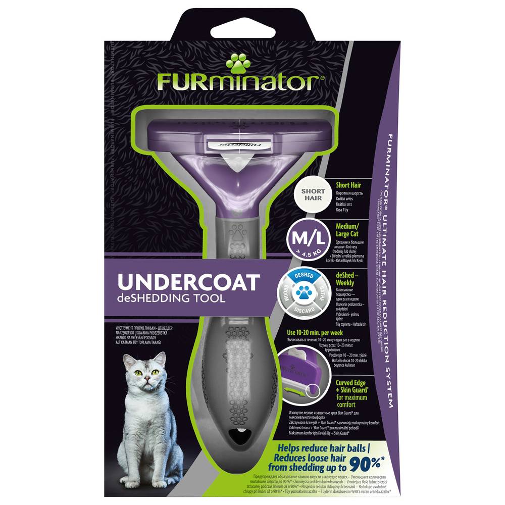 Фурминатор FURminator M/L для больших кошек c короткой шерстью фурминатор furminator l для крупных собак с длинной шерстью