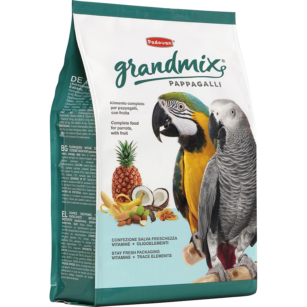 Корм для птиц Padovan Grandmix Pappagalli основной для крупных попугаев комплексный 2кг корм для птиц padovan grandmix canarini для канареек 400г