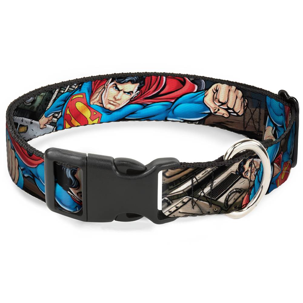 Ошейник для собак Buckle-Down Супермен Герой Метрополиса с пластиковой застёжкой 23-38см мультицвет