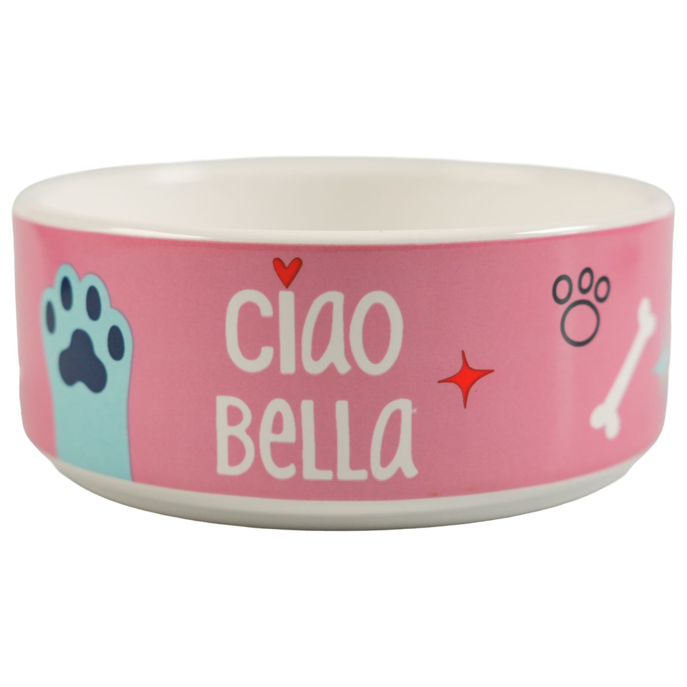 Миска для собак MrKranch Чао Белла керамическая розовая 420мл 675₽