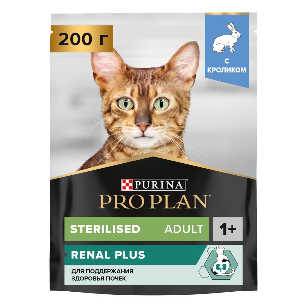 Корм для кошек Pro Plan Sterilised для стерилизованных, с кроликом сух. 200г цена и фото
