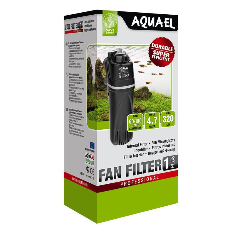 Внутренний фильтр AQUAEL FAN FILTER 1 plus для аквариума 60 - 100 л (320 л/ч, 4.7 Вт) нагреватель aquael ultra heater 50w для аквариума 15 50 л пластиковый регулируемый