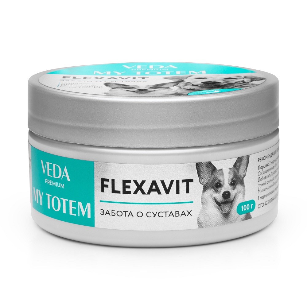 Кормовая добавка для собак VEDA My Totem Flexavit для суставов 100г веда my totem vitamins мультивитаминный гель для кошек 75мл