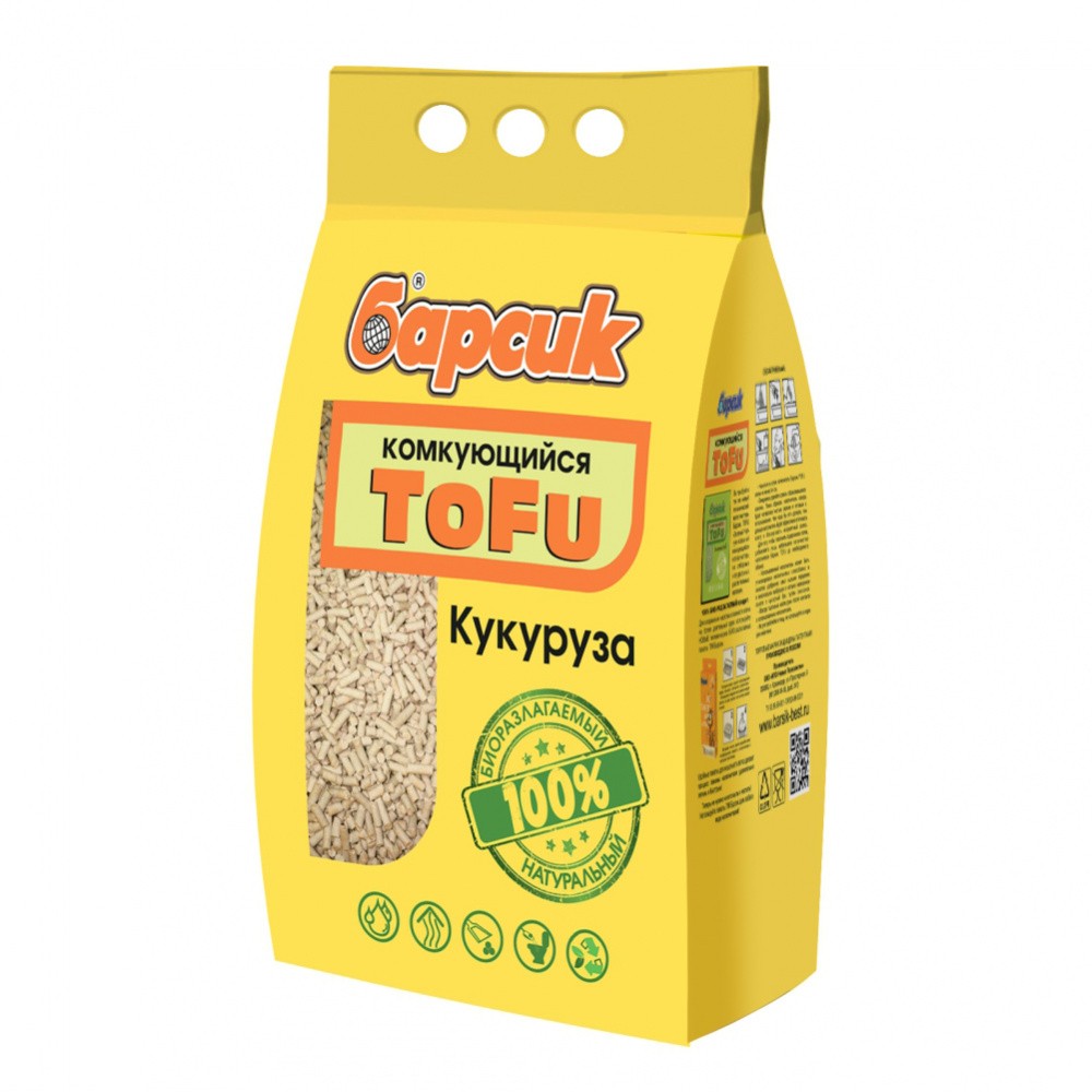Наполнитель для кошачьего туалета БАРСИК Tofu комкующийся кукурузный 4,54л барсик барсик наполнитель комкующийся tofu кукурузный 7 8 кг