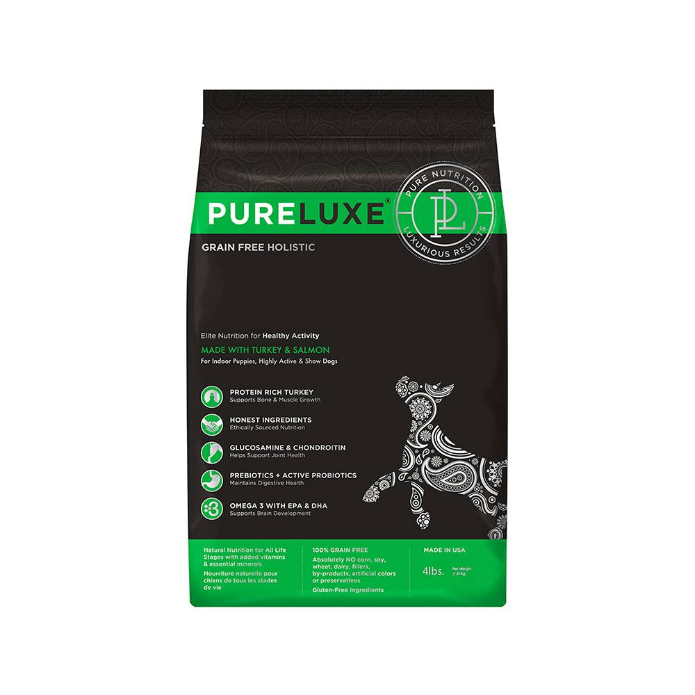 Корм для собак PureLuxe для активных, индейка с лососем сух. 1,81кг