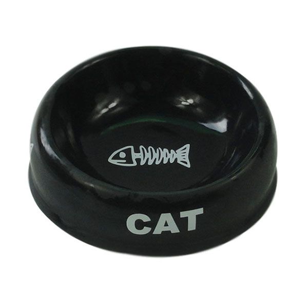 Миска для животных Foxie Cat черная керамическая 15,5х5,5см 170мл миска для животных foxie cat couple белая керамическая 12 5х4 5см 300мл