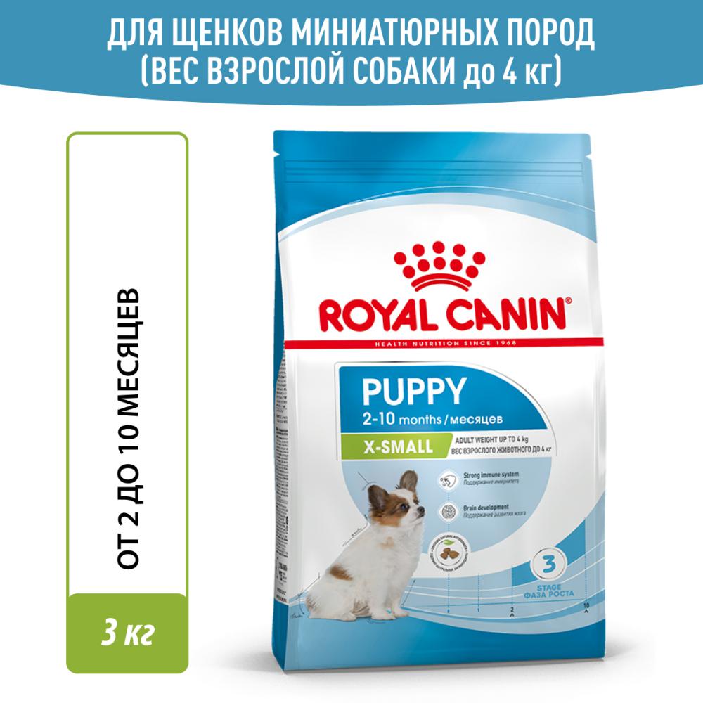 Корм для щенков ROYAL CANIN X-Small Puppy для миниатюрных пород до 10мес. сух. 3кг цена и фото