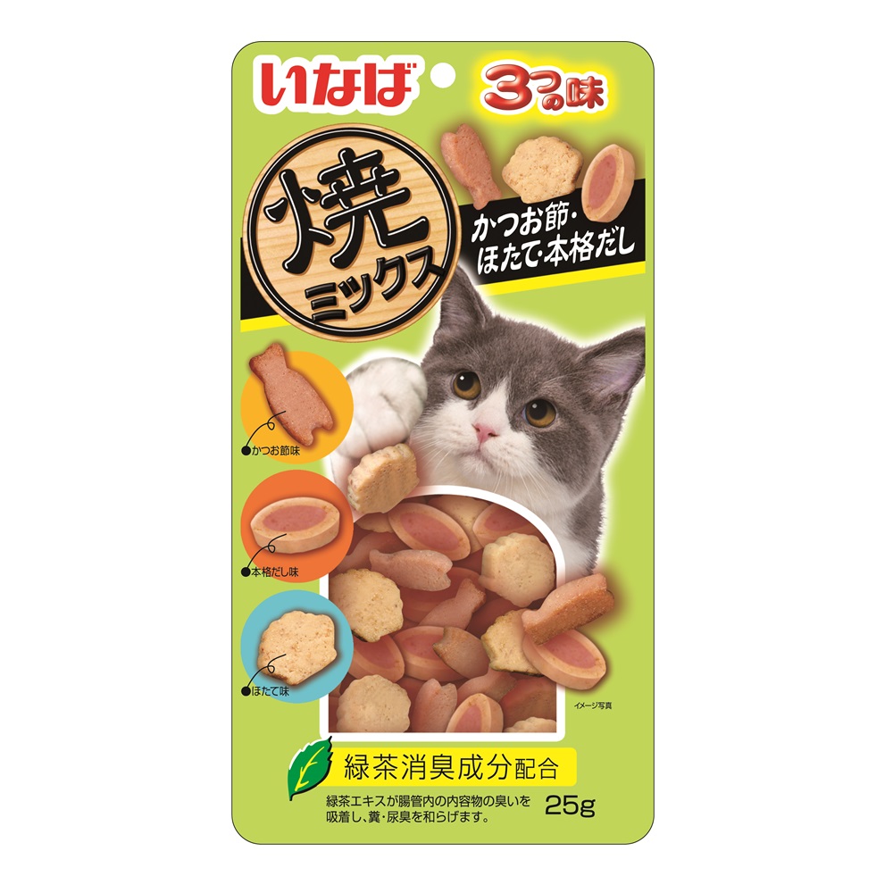 Лакомство для кошек INABA Yakimiksu со вкусом кацуобуси морского гребешка и бульона запеченное 25г 184₽