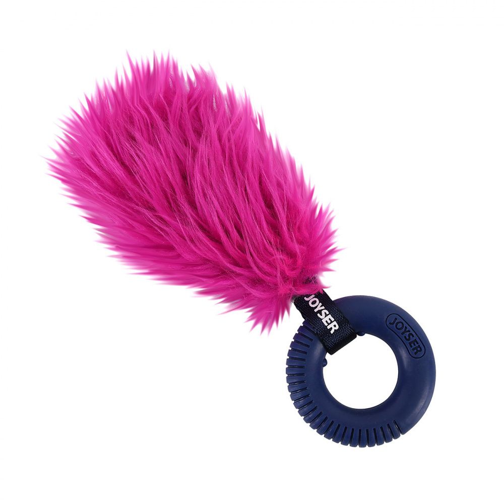Игрушка для собак JOYSER Puppy Хвост с резиновым кольцом с пищалкой S розовый, 20см