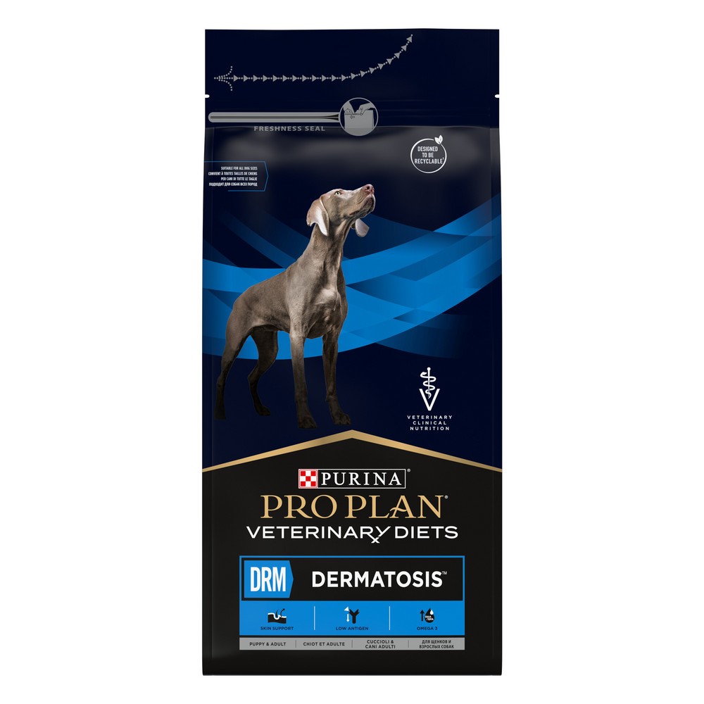 Корм для собак Pro Plan Veterinary Diets DRM при дерматозах и выпадении шерсти сух. 1,5кг цена и фото