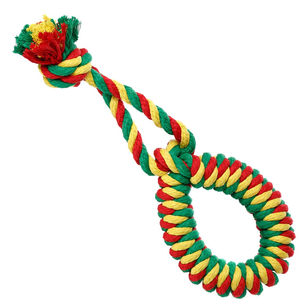 цена Игрушка для собак DOGLIKE Dental Knot Кольцо канатное Doglike большое (Красный-желтый-зеленый)