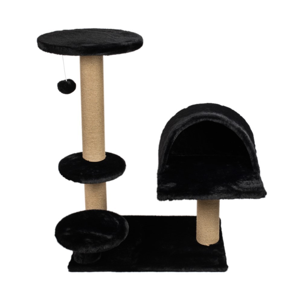 Котеточка для кошек DUBEX Cave комплекс с домиком и высоким столбиком черная 65x87x87см 4004₽