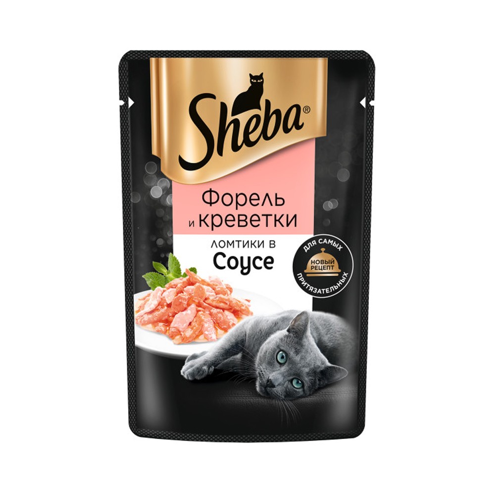 Корм для кошек SHEBA форель креветки пауч 75г корм для кошек sheba паштет с говядиной пауч 75г
