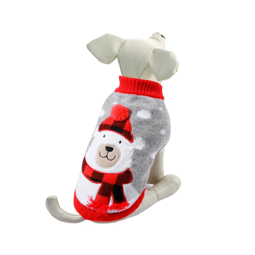 свитер для собак triol собачка s голубой размер 25см Свитер для собак TRIOL Белый мишка S, серо-белый, размер 25см