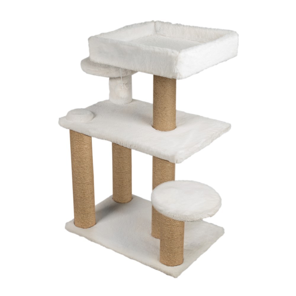 Котеточка для кошек DUBEX Forest комплекс с лежанкой и полочками белый 56x83x91см