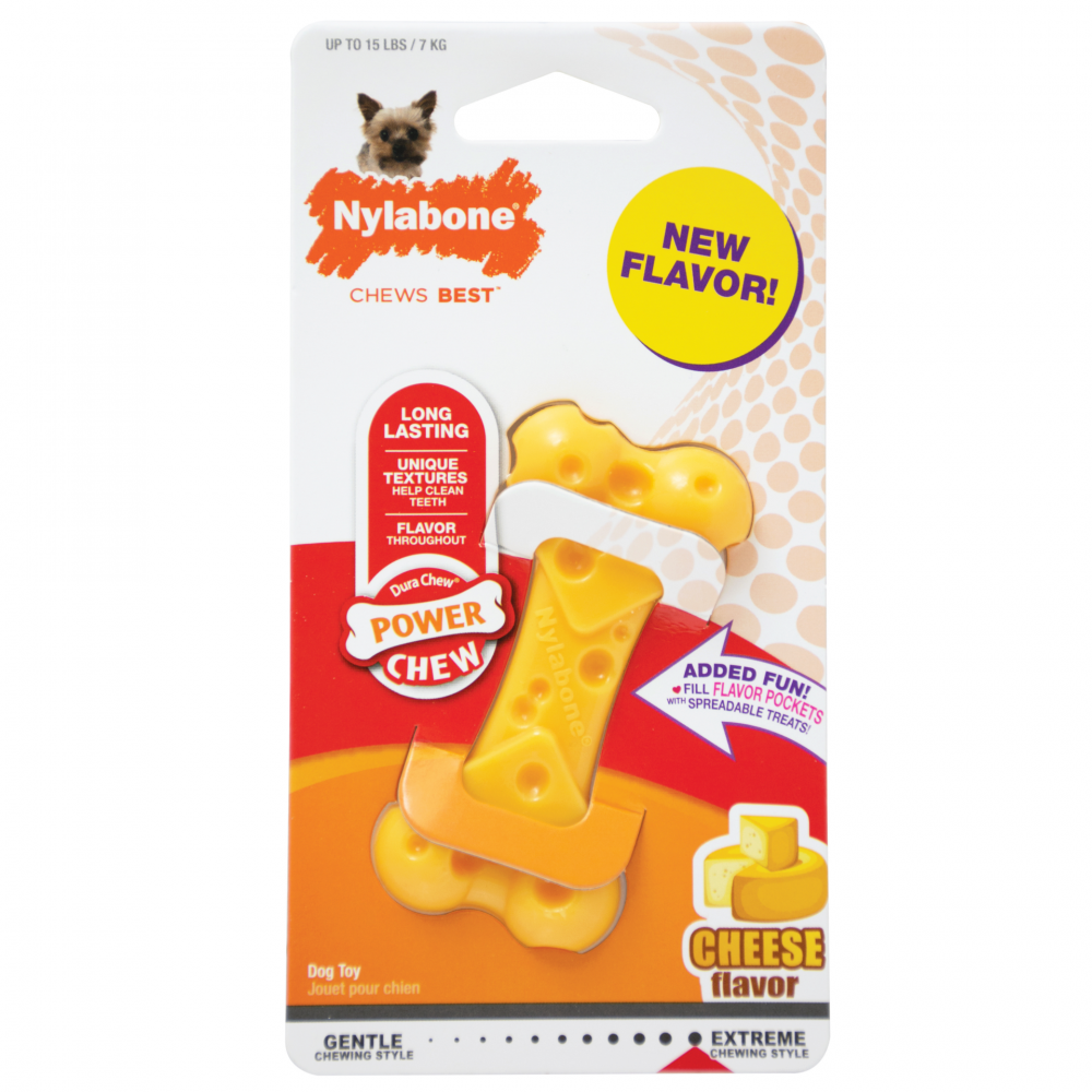 Игрушка для собак Nylabone Косточка экстра жесткая с ароматом сыра М